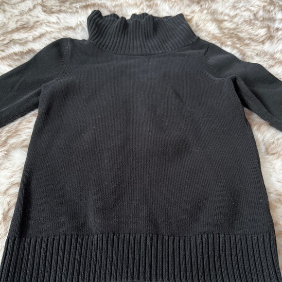 Talbots Petites Black Mock Cowl Neck 3/4 Sleeve Sweater - Picture 3 of 7